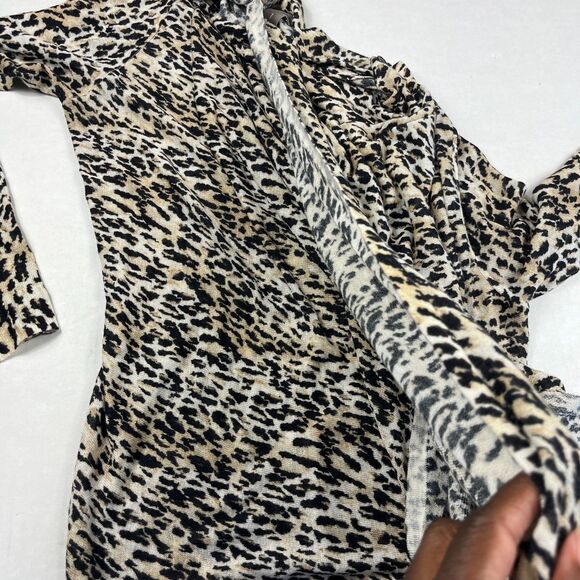 Chico’s Leopard Wrap Knit Tunic Sweater Boho Long Sleeve Slouchy Knit 1 Medium - Picture 10 of 12